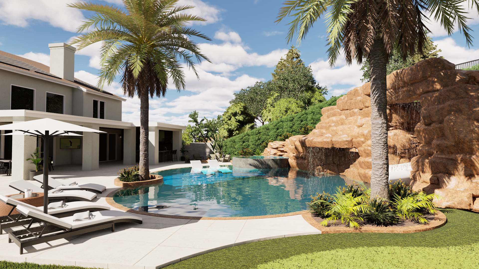 Final photorealistic backyard 3D renderings