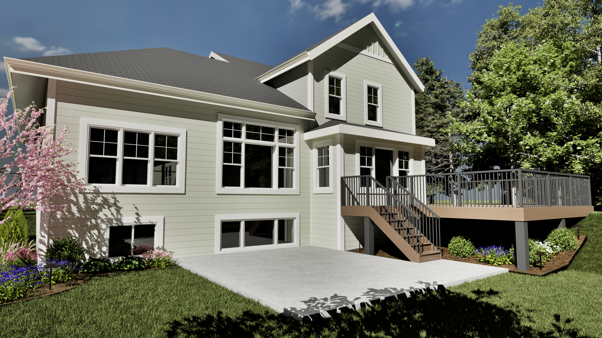 High-end backyard 3D design rendering