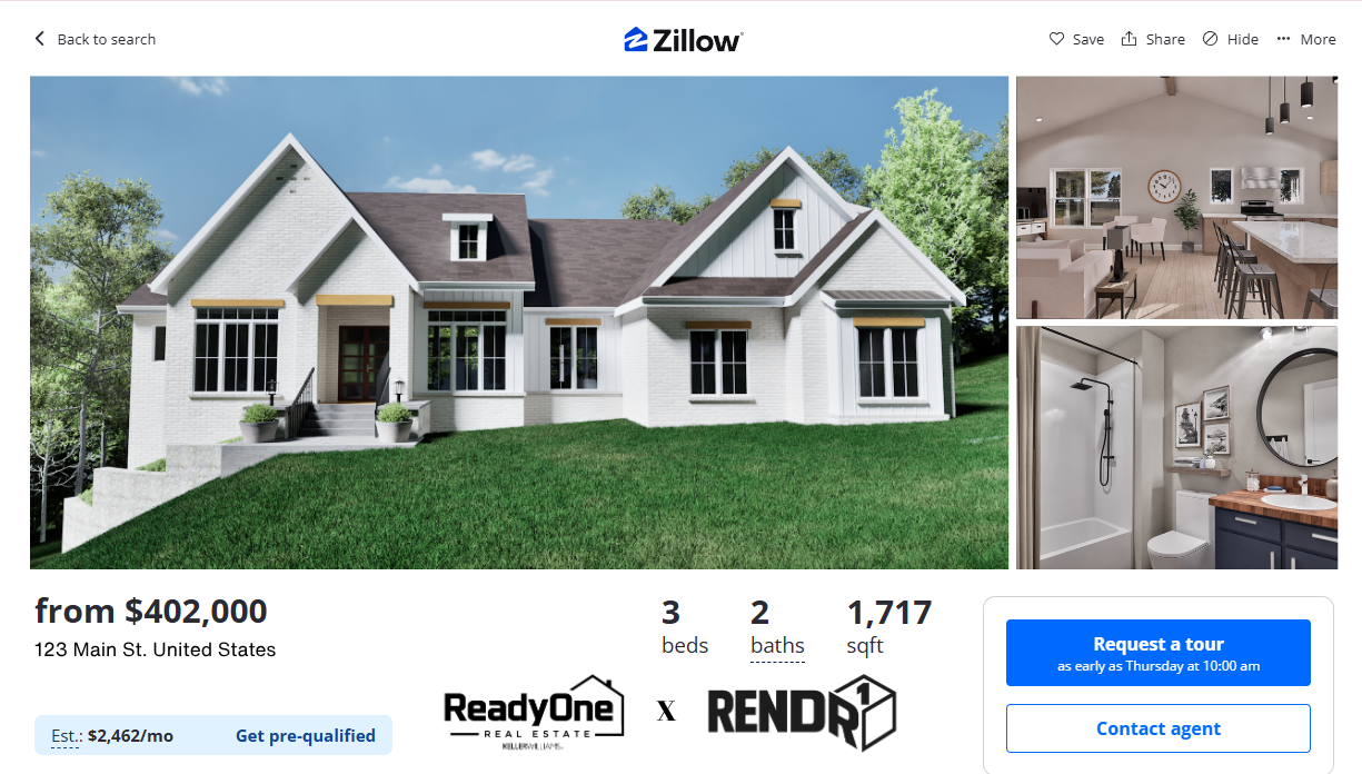 ReadyOne Real Estate listing distribution across MLS, Zillow, Realtor.com, and Redfin