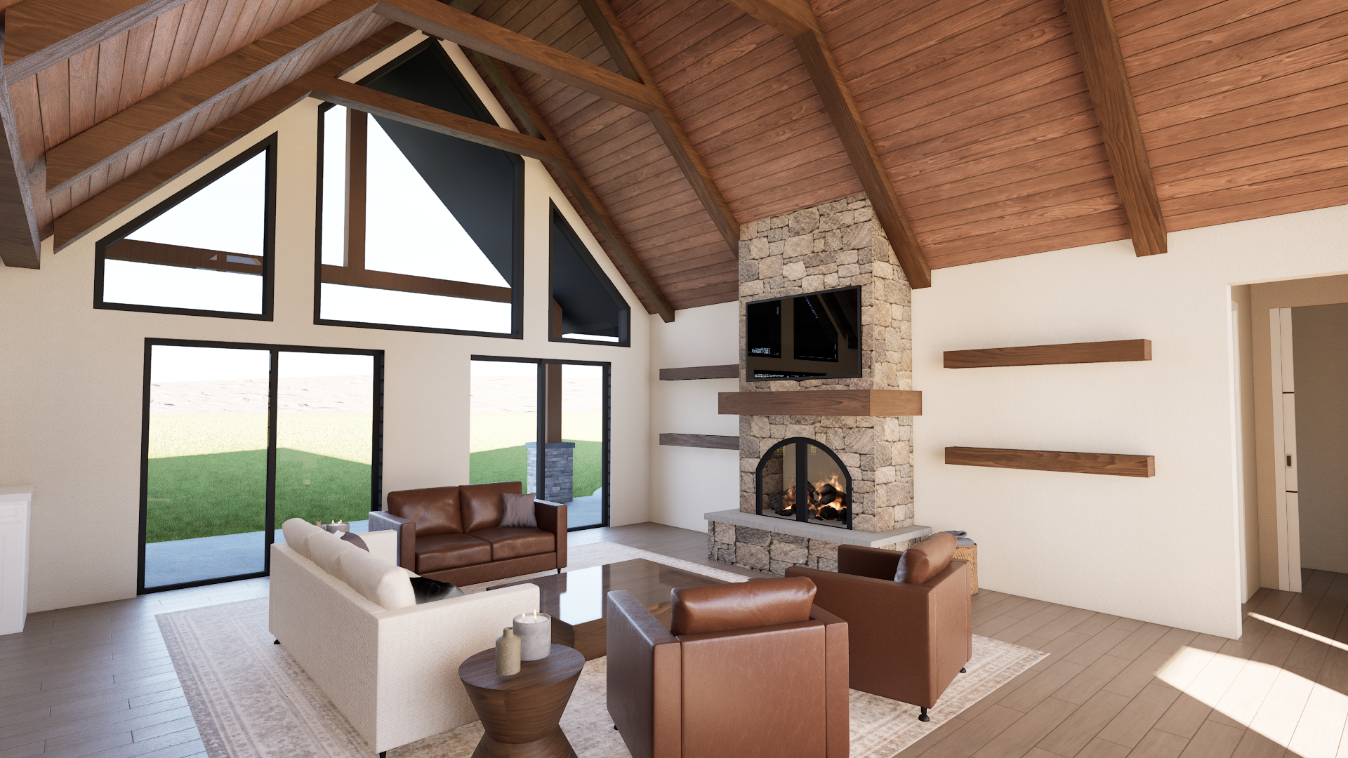 Custom home exterior 3D rendering example by RendrOne